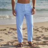 Men Drawstring Linen Pants