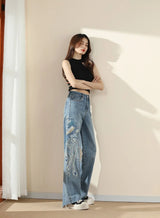 FlexCharm™ – Embroidered Loose Fit Jeans (Light Blue, S-XXXL Sizing)