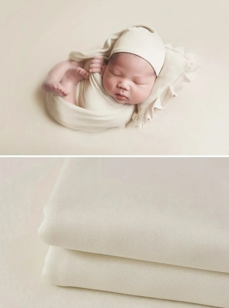 Newborn Soft Wrap Blanket in soft cream color, ideal for baby photography and comfortable for infants.