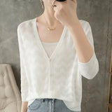 Women Knitted V-Neck Sun Protection Cardigan