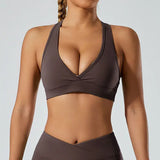 Women Deep V Hollow Back Sports Bra
