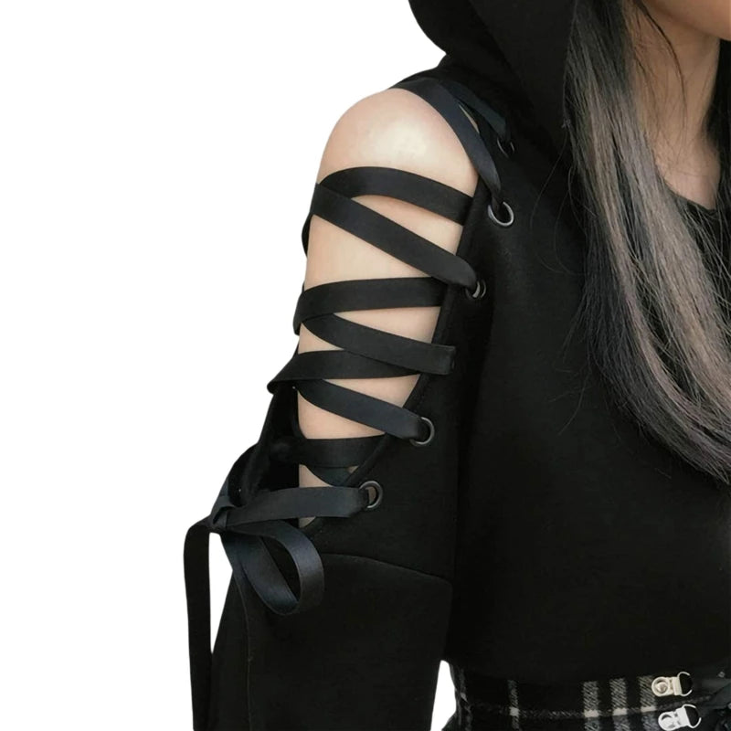 Gothic Cat Ear Crop Hoodie