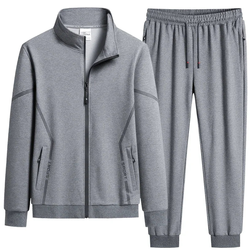 Men’s Plus Size Solid Tracksuit Set