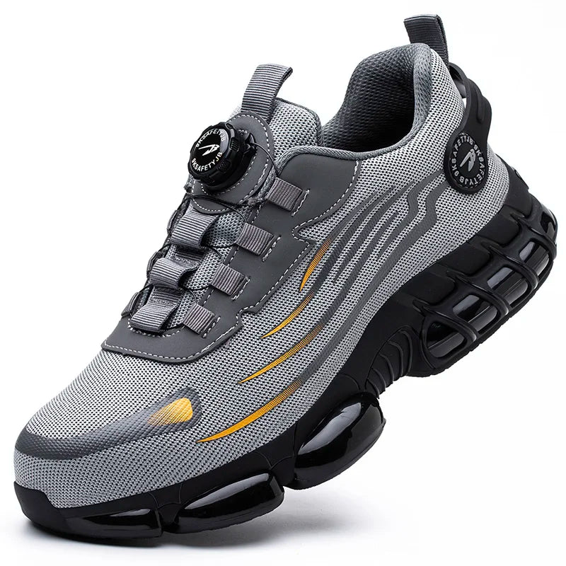 Men Rotating Button Steel Toe Safety Shoes