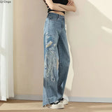 FlexCharm™ – Embroidered Loose Fit Jeans (Light Blue, S-XXXL Sizing)