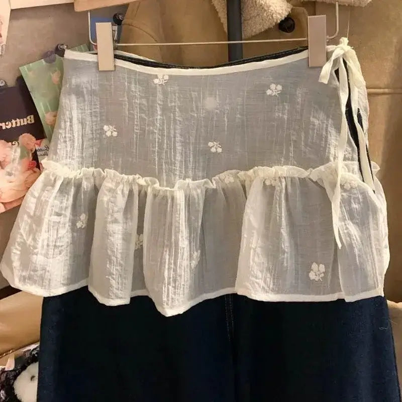 Women Y2K Lace Wrap Layered Skirt