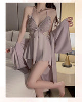 Women Bow Robe Sleep Set