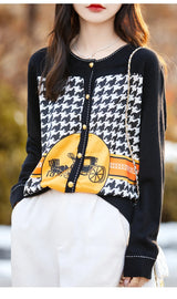 Women's Silk Print Wool Cardigan