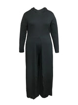 Plus Size Hooded Black Pants Set