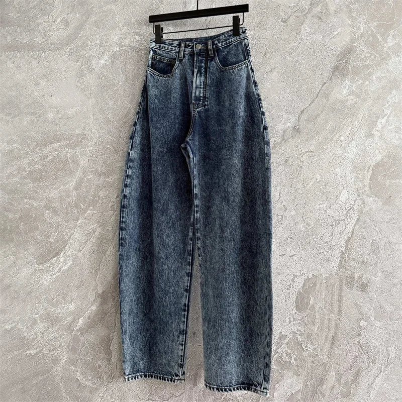 Women Retro Washed Straight Leg Jeans