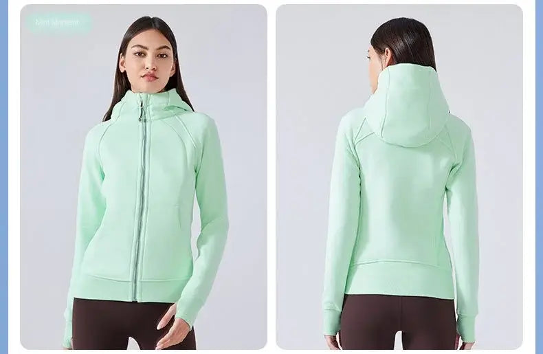 Women Thick Warm Hooded Sports Jacket