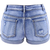 Women Split Mid Waist Denim Shorts
