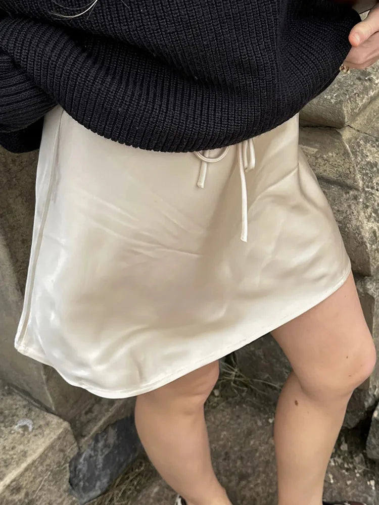 Women Satin Silk Mini Skirt
