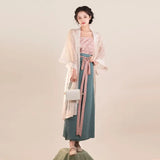 Song Dynasty Hanfu three-piece outfit for women, featuring a stylish top, skirt, and shawl, made from high-quality polyester.