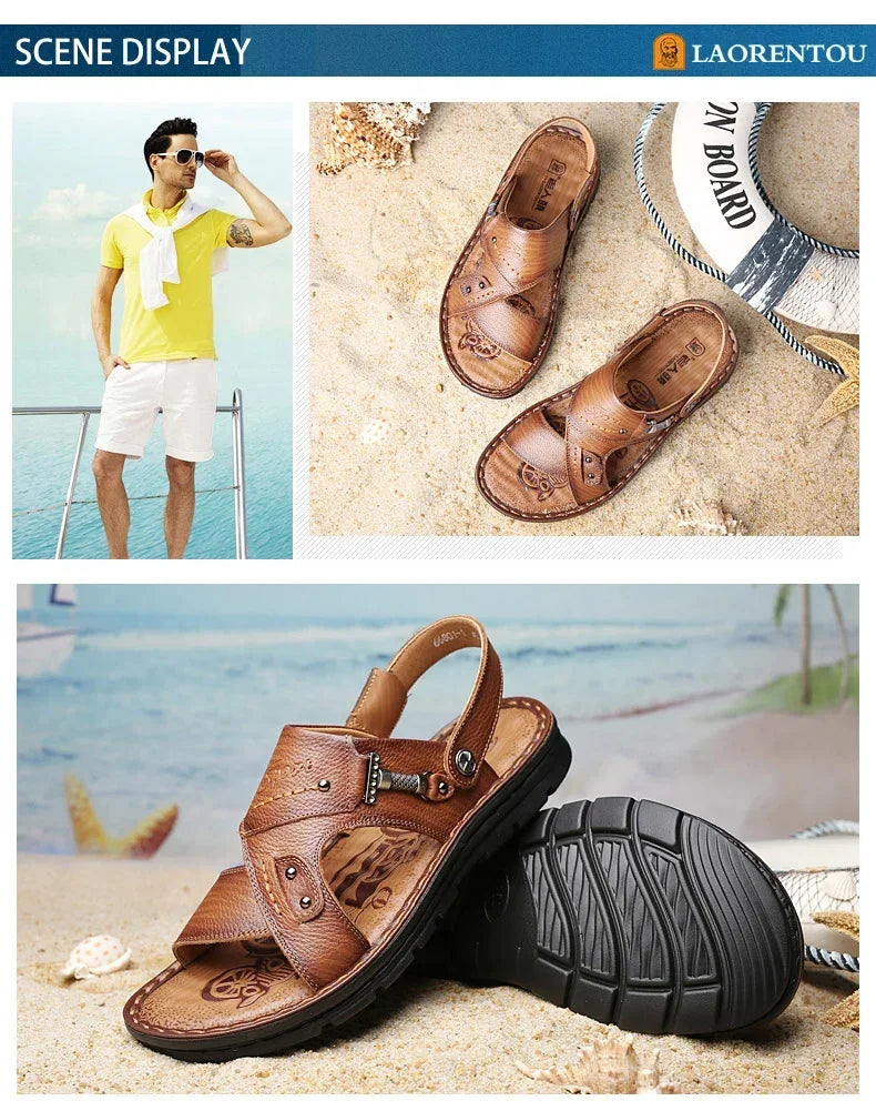 Men Leather Buckle Casual Sandals