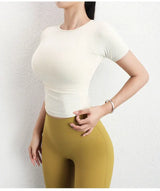 Women Compression T-Shirt Seamless Short Sleeve Gym Top