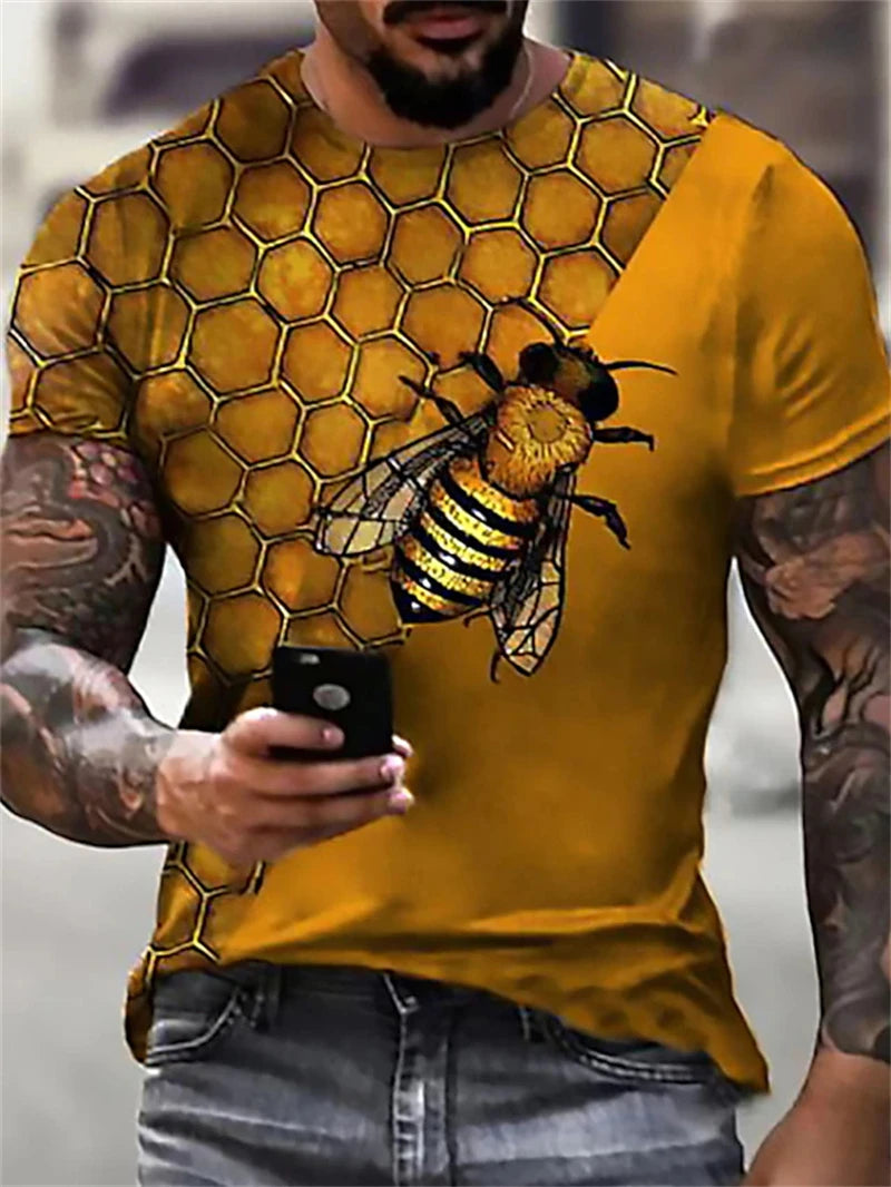 Men's Plus Size 3D Bee Print T-Shirt – Summer