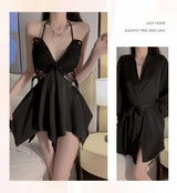 Women Bow Robe Sleep Set