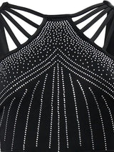 GlimmaStrap™ – Multi-Strap Rhinestone Jumpsuit (Black, Glamorous & Eye-Catching)