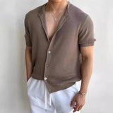 Men Short Sleeve Cardigan Knit