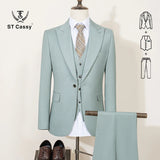 Men Slim Fit Green Summer Suit
