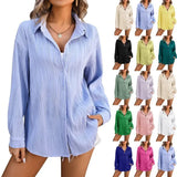 HarajukuMuse™ streetwear blouse in various colors, showcasing casual, chic style for Spring and Autumn.