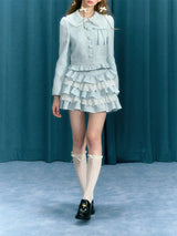 Women Tartan Lace Mini Skirt