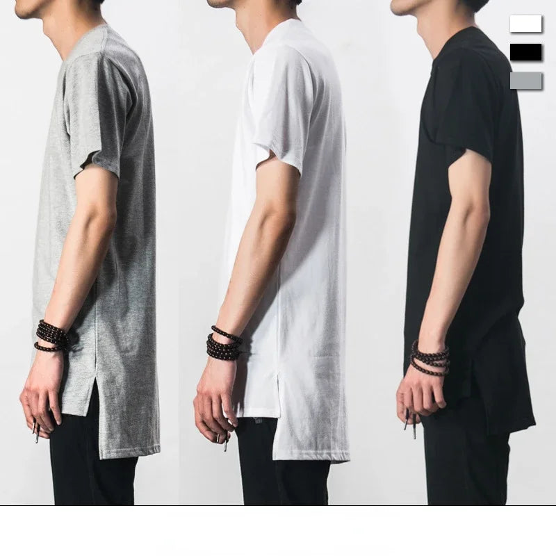 Men Long Hem Streetwear Tee
