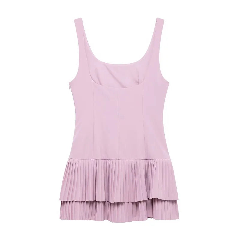 Women Pleated Backless Party Dress