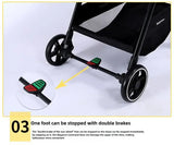 Highview Baby Stroller featuring dual foot-operated brakes for enhanced safety and convenience during use.