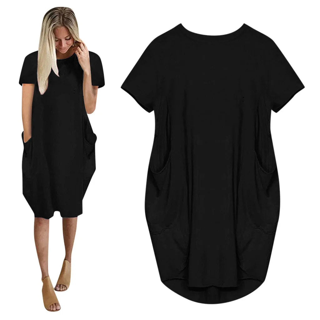 Women Casual Loose Cotton Dress