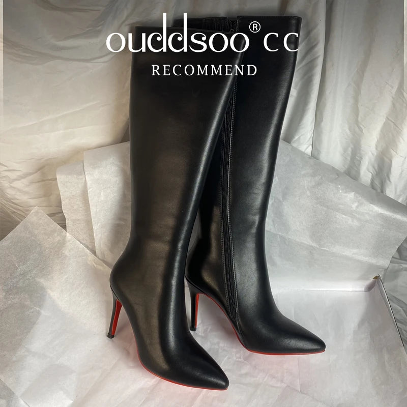 Women Pole Knee High Designer Boots – Sexy Leather High Heel