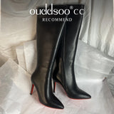 Women Pole Knee High Designer Boots – Sexy Leather High Heel