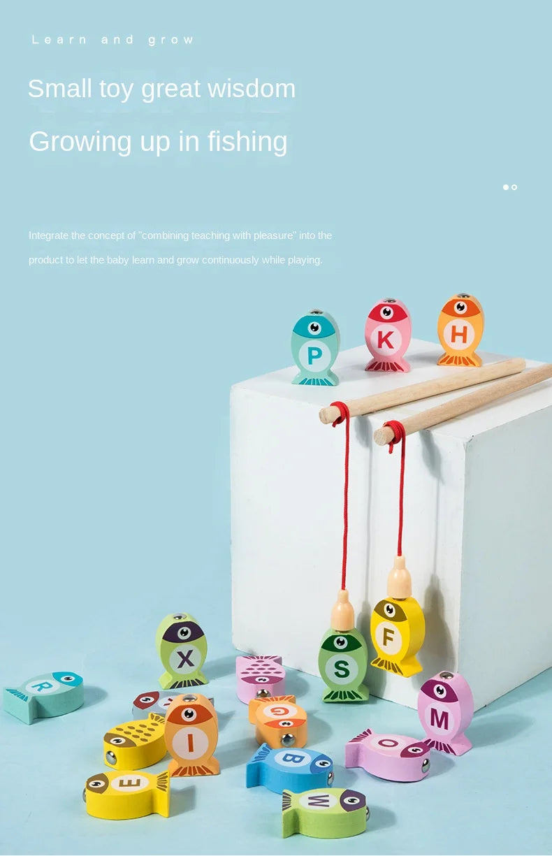 Wooden Alphabet Fishing Game Toy