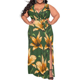 Women 3D Print Halterneck Maxi Dress