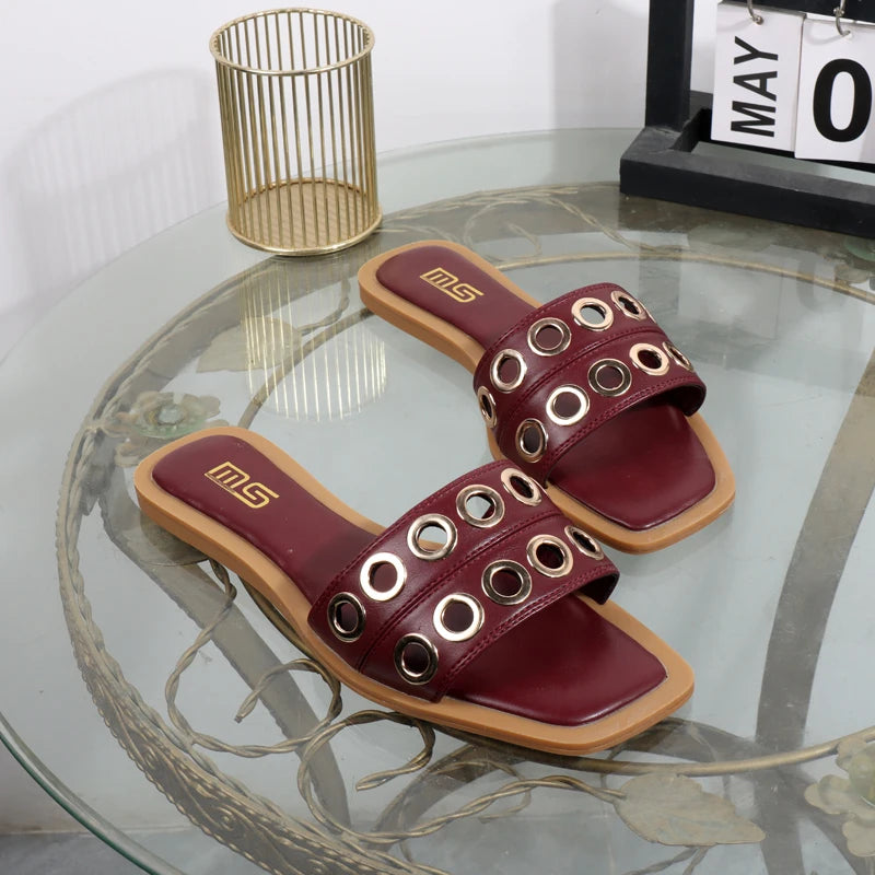 Women’s Fashion Slippers Summer Flat Square Sandals