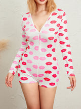 SleepFlick™ – Butt Flap V-Neck Pajama Romper (Playful, Cozy & Lounge-Friendly)
