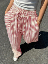 Women's Plus Size Striped Pants – Casual Stretch