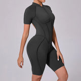 Women Sports Zipper Short Jumpsuit