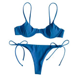Split V-Neck Bikini Set