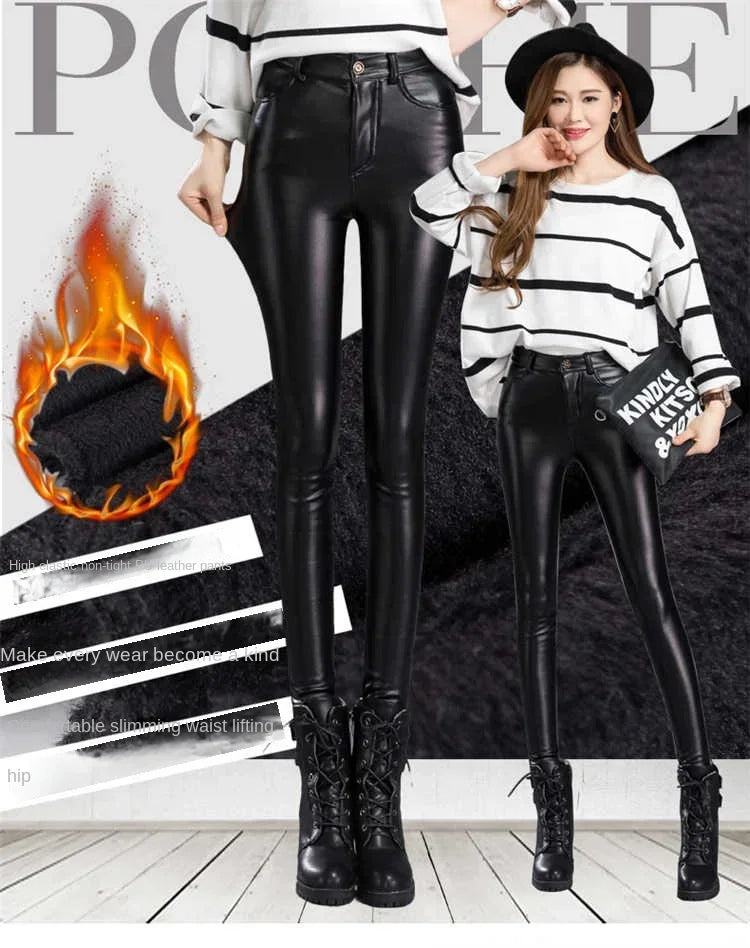 Women Winter Leather Leggings
