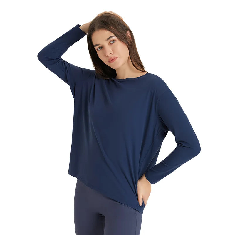 Women's Long Sleeve Yoga Shirt – Quick-Dry Loose Running Training Top