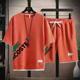 Men Waffle Print Shorts Set