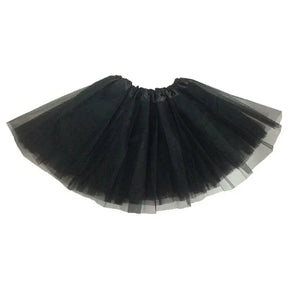 Black tulle tutu skirt for girls, perfect for dance, parties, and dress-up, featuring a layered design.