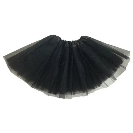 Black tulle tutu skirt for girls, perfect for dance, parties, and dress-up, featuring a layered design.