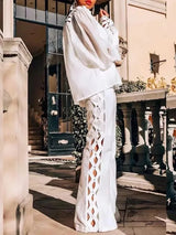 Plus Size Hollow Out Pants Set