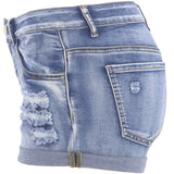 Women's Mid Waist Denim Shorts for Summer Beach Style