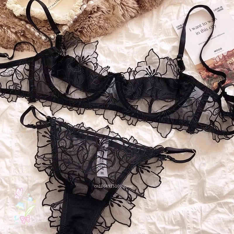 Women Embroidered Lingerie Set