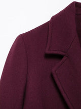 Burgundy Woolen Double Breasted Winter Coat