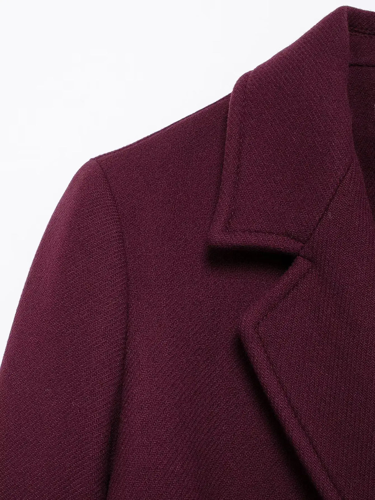 Women Burgundy Woolen Double Breasted Coat